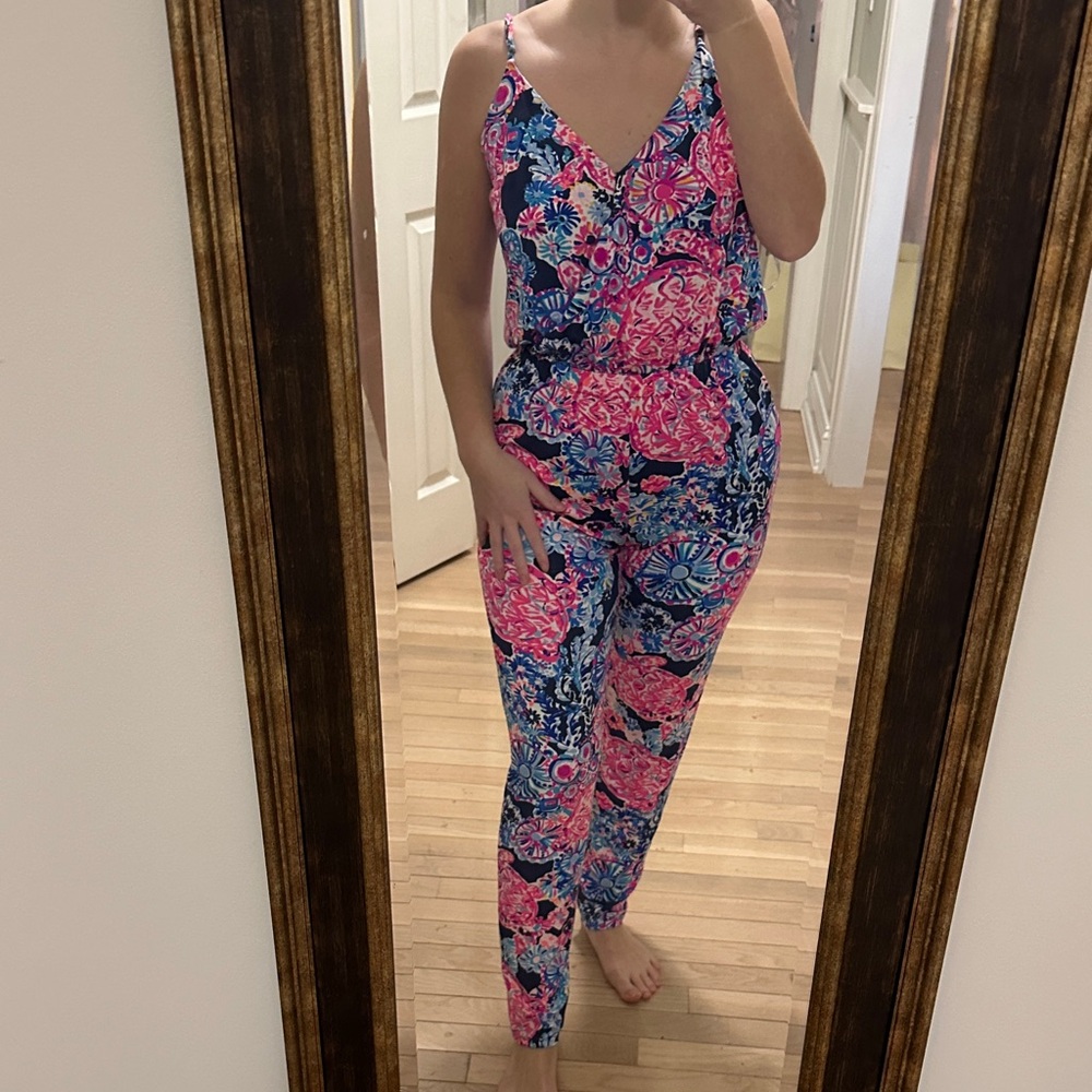 Lily Pulitzer Pink and Blue Floral Jumpsuit